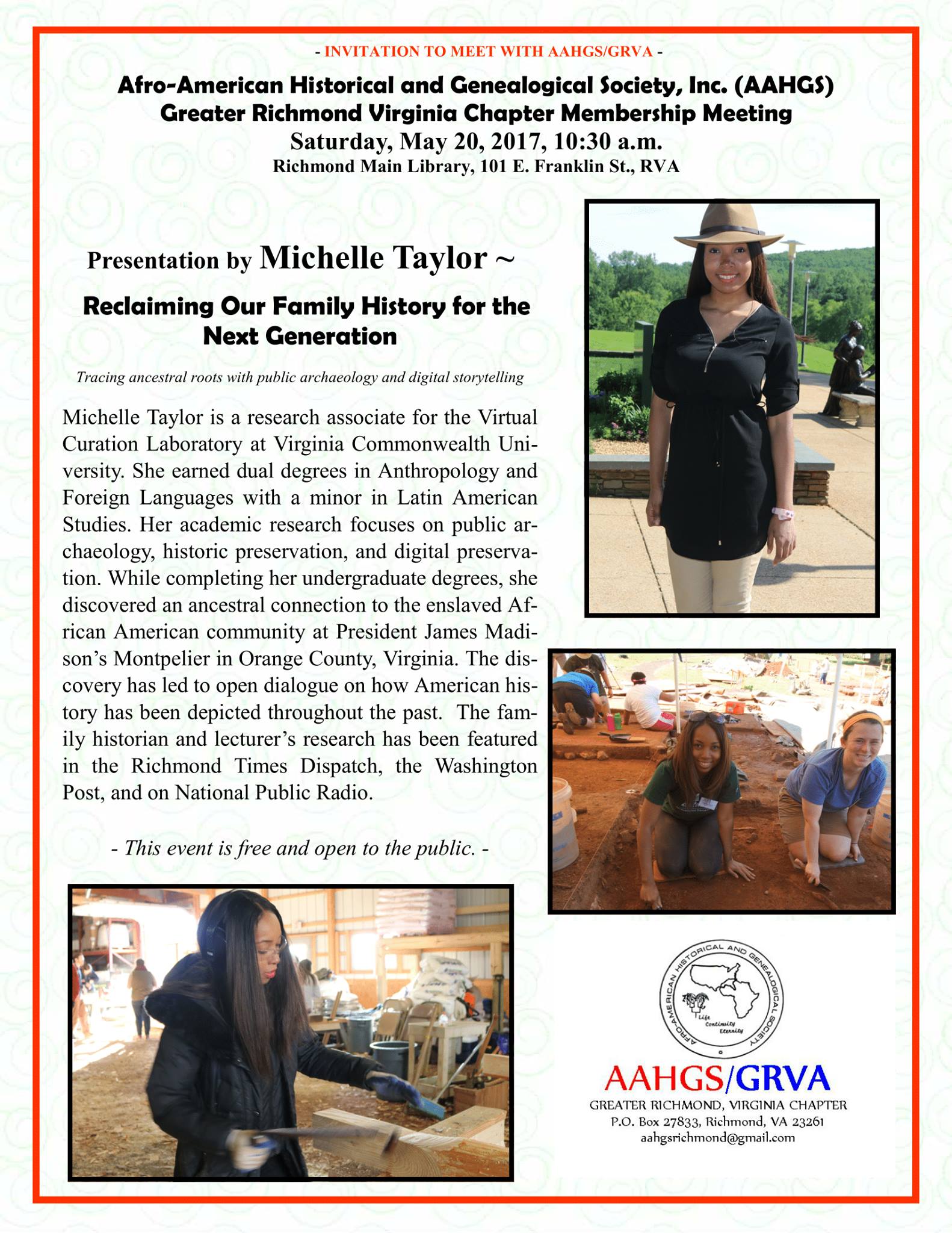 AAHGS Greater Richmond Chapter Presentation – Richmond Public Library